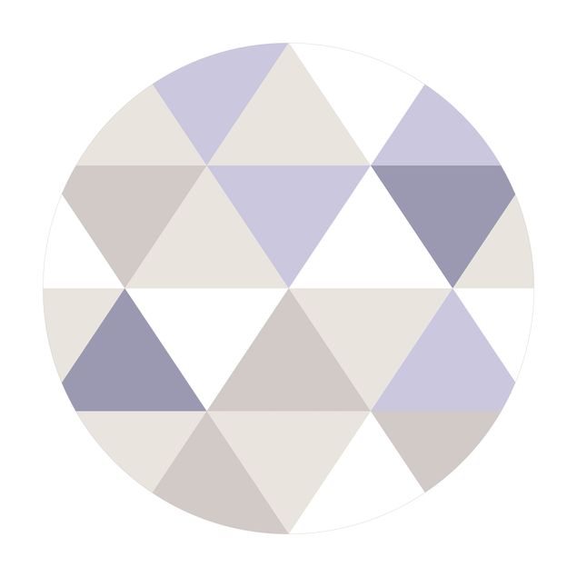 Tappeto in vinile rotondo - Trama geometrica di triangoli ribaltati in lilla