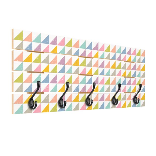 Appendiabiti in legno - Trama geometrica con triangoli colorati