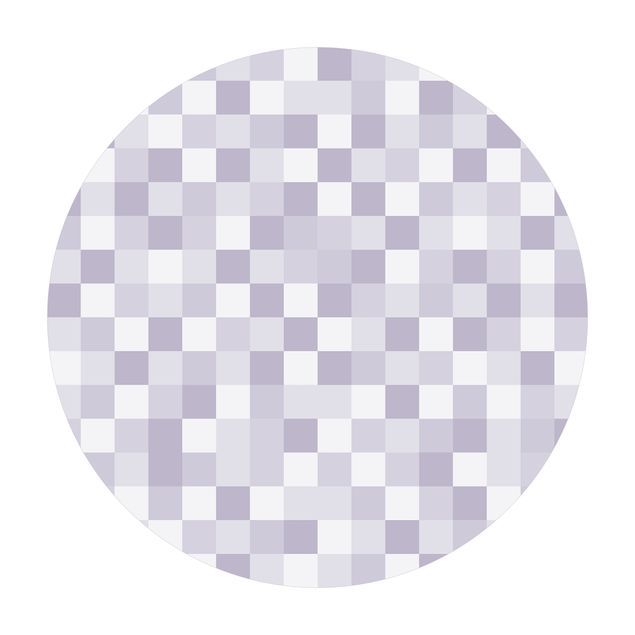 Tappeto in vinile rotondo - Trama geometrica di mosaico color lilla