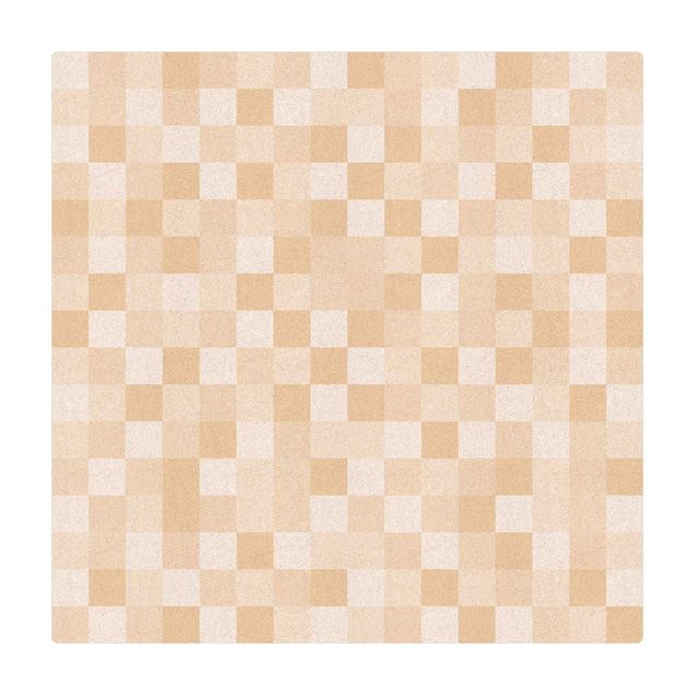 Tappetino di sughero - Trama geometrica di mosaico giallo - Quadrato 1:1