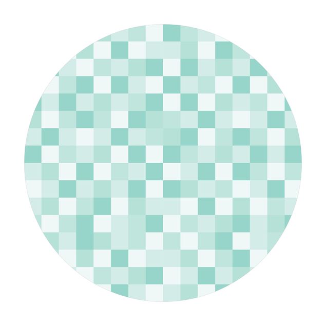 Tappeto in vinile rotondo - Trama geometrica di mosaico verde menta