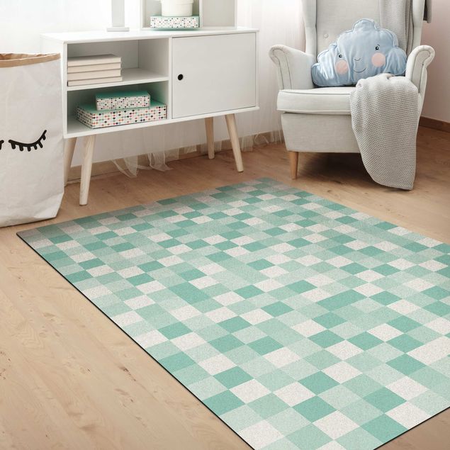 tappeto scacchiera Pattern geometrico Mosaico Verde Menta