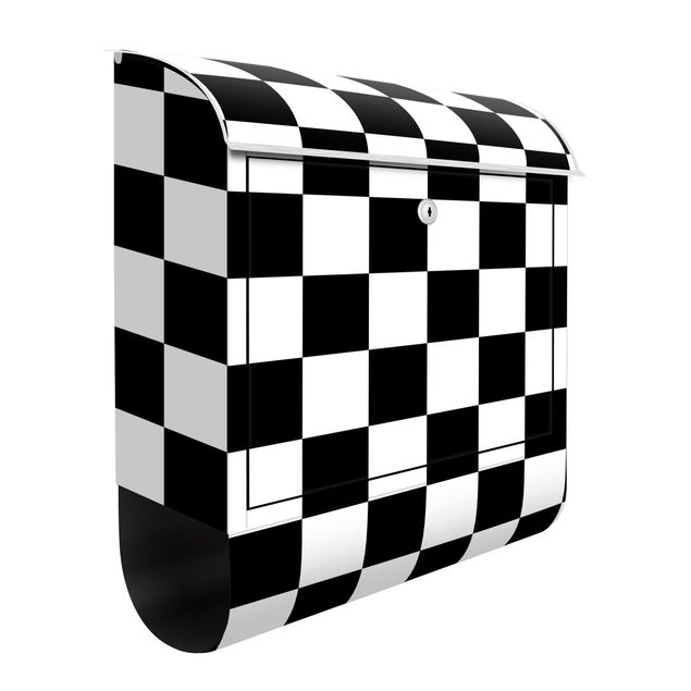 Cassetta postale - Trama geometrica di scacchiera in bianco e nero