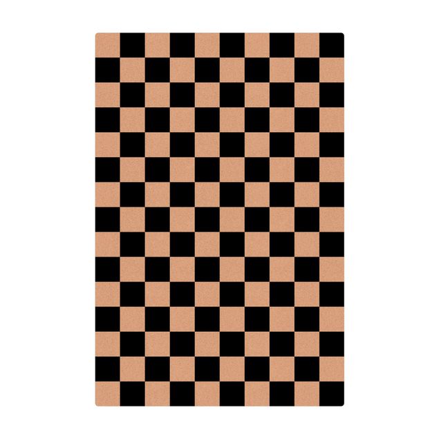 Tappetino di sughero - Trama geometrica di scacchiera in bianco e nero - Formato verticale 2:3