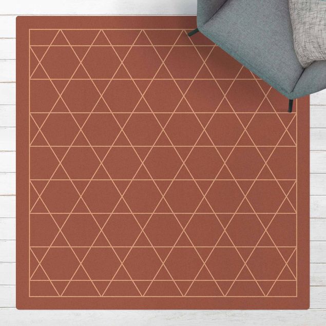 Tappeti moderni soggiorno Motivo geometrico Stelle esagonali con cornice