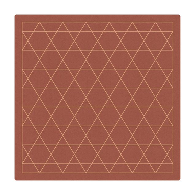 Tappetino di sughero - Trama geometrica di stelle esagonali con cornice - Quadrato 1:1