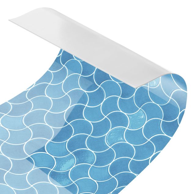 Rivestimento per doccia - Piastrelle curve effetto ceramica - Azzurro