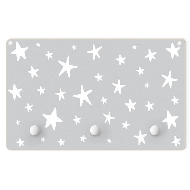 Appendiabiti per bambini - Grandi stelle disegnate con cielo grigio
