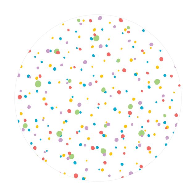 Tappeto in vinile rotondo - Piccoli punti disegnati a colori