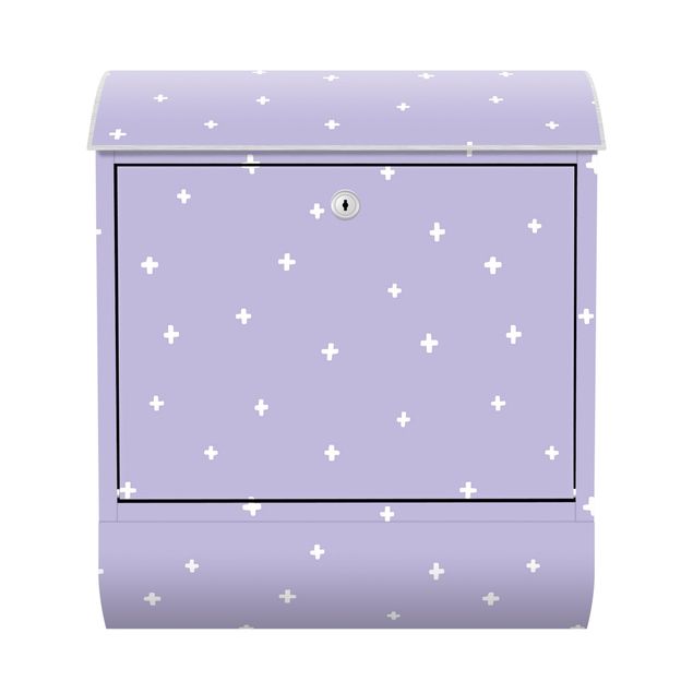 Cassetta postale - Croci bianche disegnate su lilla
