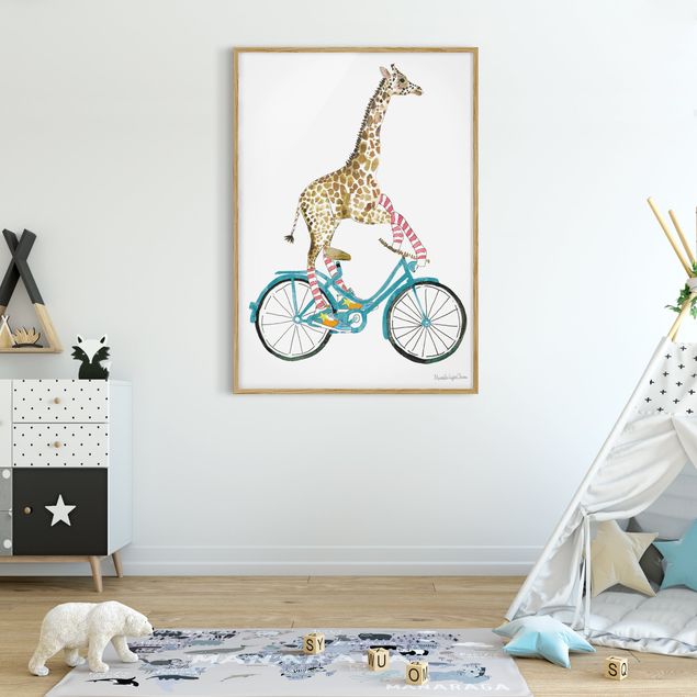 Poster con cornice - Giraffa in gita II