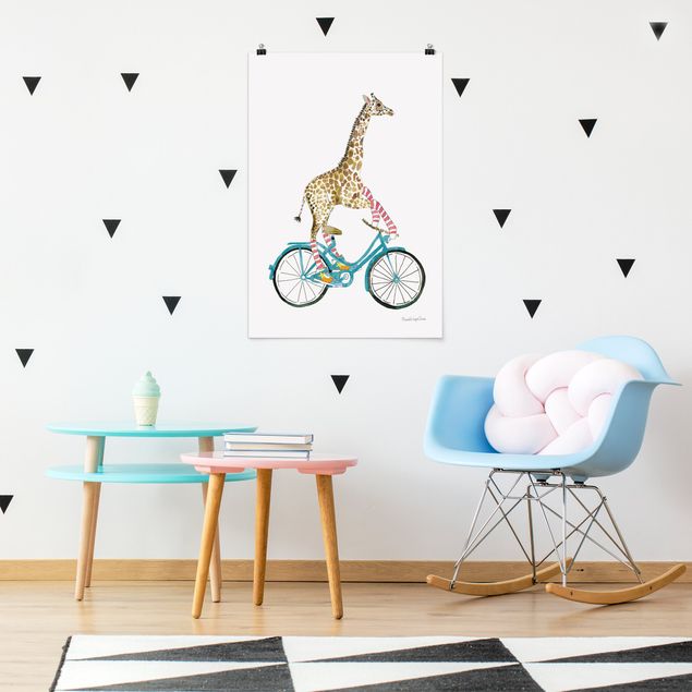 Poster cameretta bambini animali Giraffa in gita II