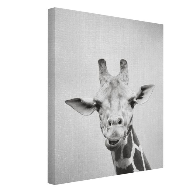 Quadro su tela animali Giraffa Gundel Bianco e Nero