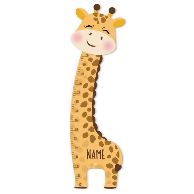 Metro da parete per bambini di legno - Giraffa per bambino con nome personalizzato