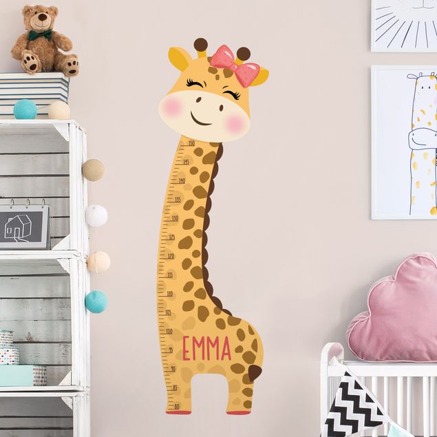 Metro adesivo da parete per bambini - Giraffa per bambina con nome personalizzato