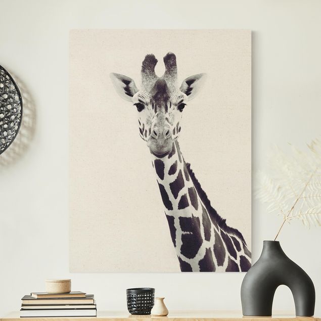 stampe animali Ritratto di giraffa in bianco e nero
