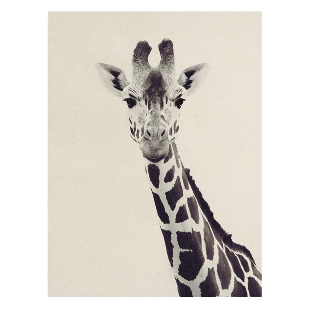 Stampe su tela animali Ritratto di giraffa in bianco e nero
