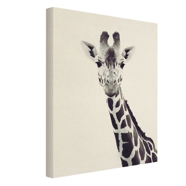 Quadri moderni per soggiorno Ritratto di giraffa in bianco e nero