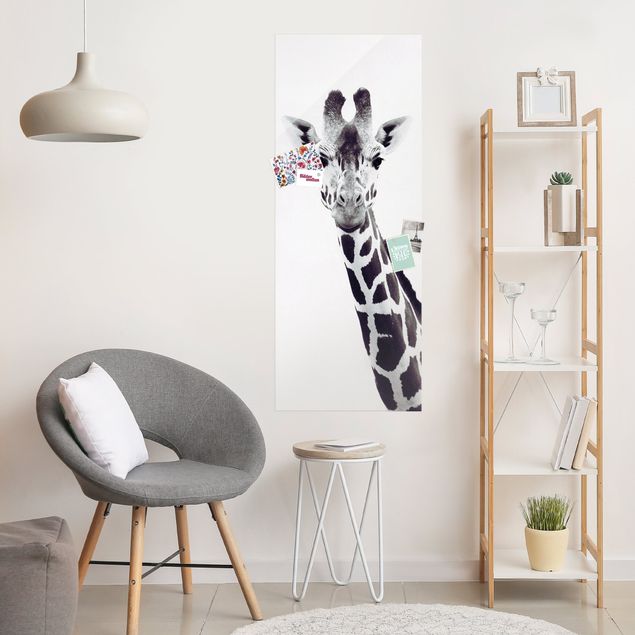 Quadri animali Ritratto di giraffa in bianco e nero