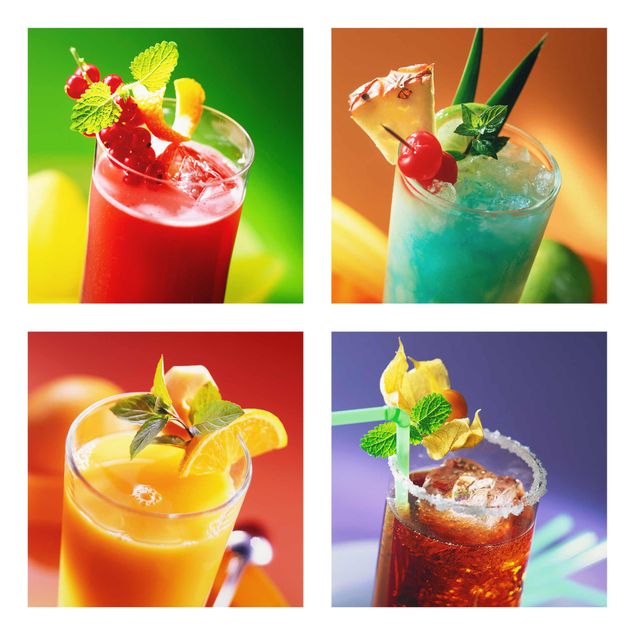 Quadro in vetro - Colorful Cocktails - 4 parti