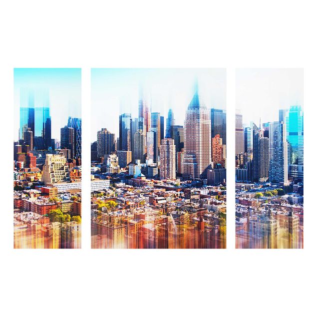 Quadro in vetro - Manhattan Skyline Urban Stretch - 3 parti