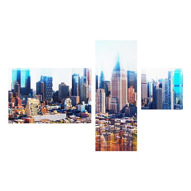 Quadro in vetro - Manhattan Skyline Urban Stretch - 3 parti