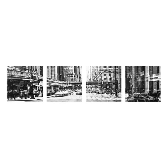 Quadro in vetro - NYC Urban black-white - 4 parti