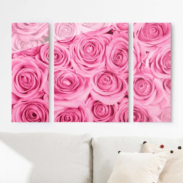 Lavagna magnetica in vetro Rose rosa