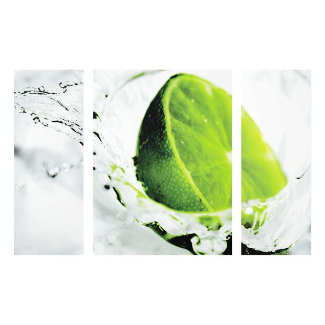 Quadri in vetro - Splash Lime - Collage a 3 parti
