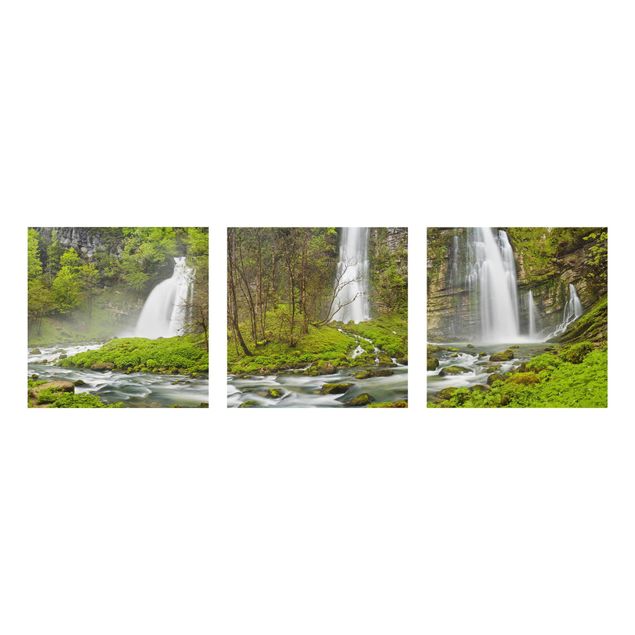 Quadro in vetro - Waterfalls Cascade De Flumen - 3 parti