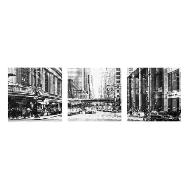Quadro in vetro - NYC Urban black-white - 3 parti