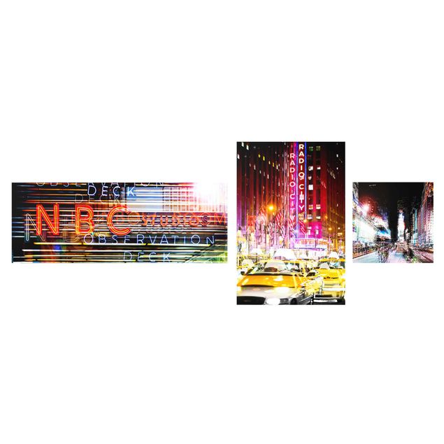 Quadro in vetro - Times Square City Lights - Collage a 3 parti