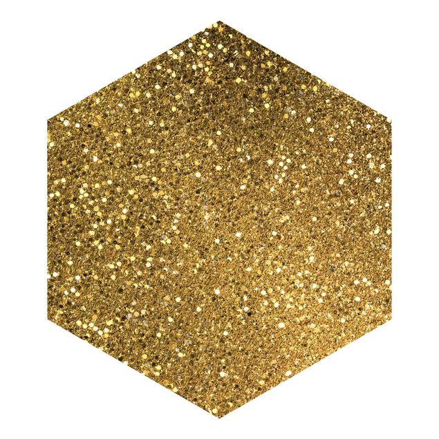 Carta da parati esagonale adesiva con disegni - Coriandoli glitterati in oro