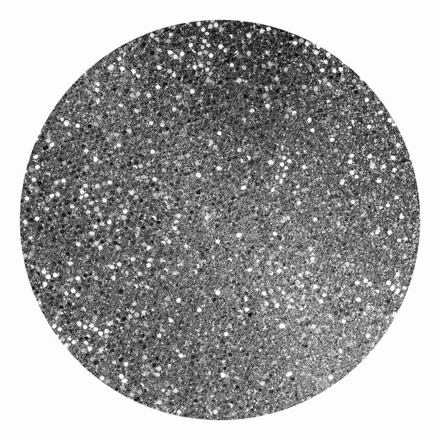 Carta da parati rotonda autoadesiva - confetti Glitter in bianco e nero