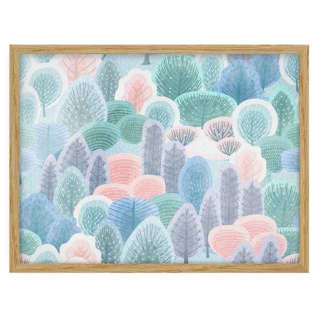 Poster con cornice - Foresta allegra in pastello