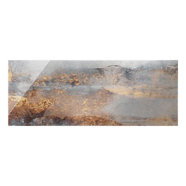 Quadro in vetro - Nebbia oro e grigia