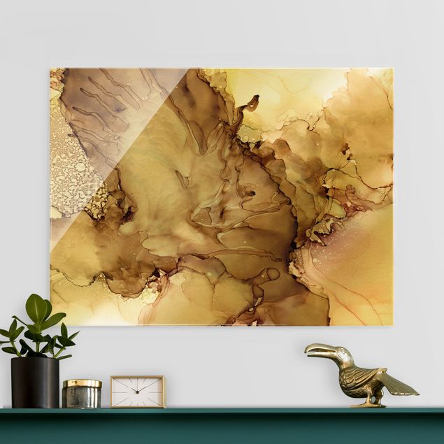 quadro astratto moderno Esplosione di marrone dorato II