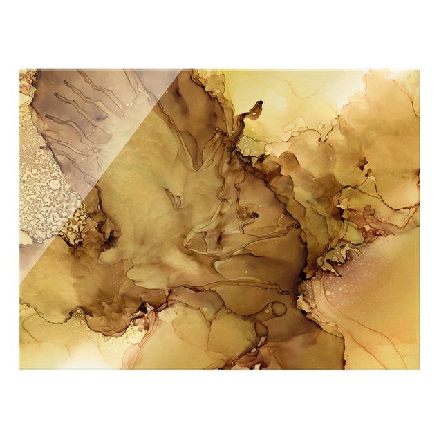 Quadro in vetro - Esplosione marrone dorata II - Formato orizzontale