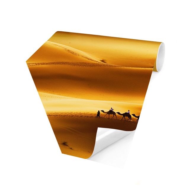 Carta da parati esagonale adesiva con disegni - Dune dorate