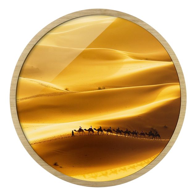 Quadro rotondo incorniciato - Dune dorate
