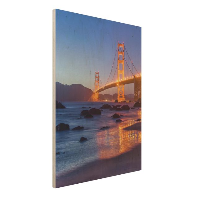 Stampa su legno - Golden Gate Bridge all'alba