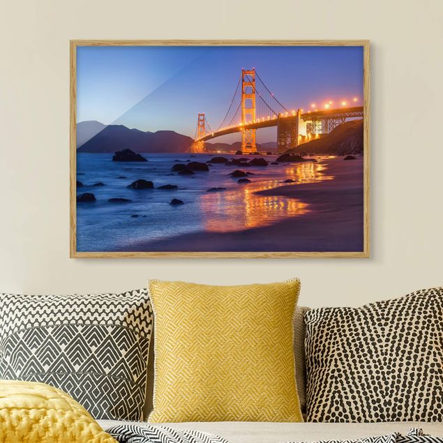 Poster con cornice - Golden Gate Bridge la sera
