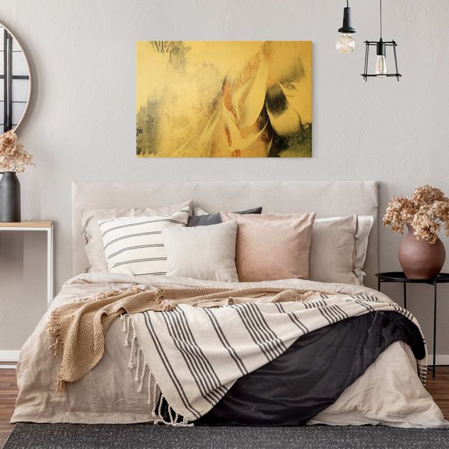 Quadri moderni per soggiorno Pittura astratta invernale dorata