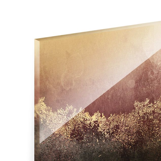 Quadro in vetro - Crepuscolo dorato rosa - Panorama