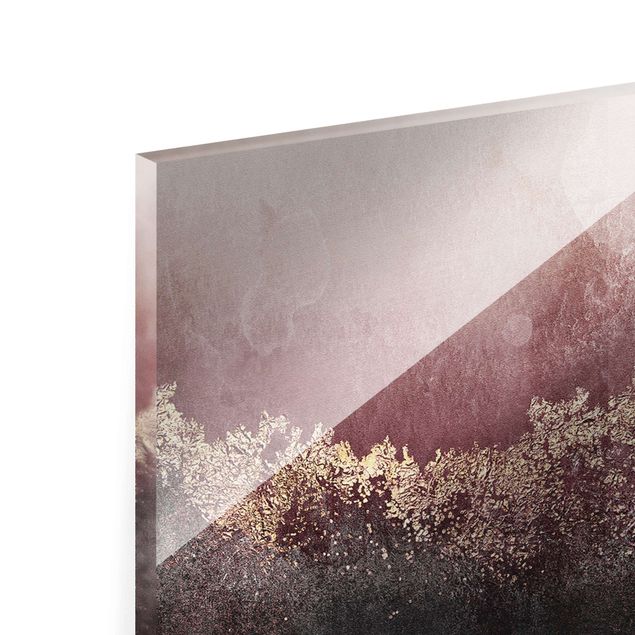 Quadro in vetro - Crepuscolo dorato rosa - Panorama