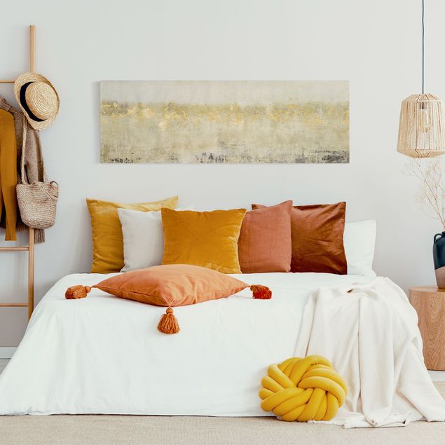 Quadri moderni per soggiorno Campi di colore dorato I