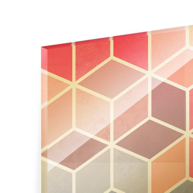 Quadro in vetro - Geometria dorata - Pastello colorato - Panorama