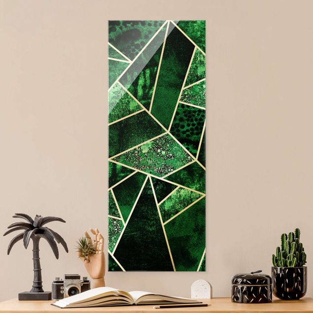 Abstrakte Kunst Geometria dorata - Smeraldo scuro