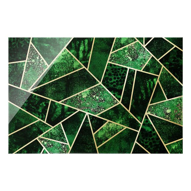 Quadro in vetro - Dark Emerald con oro - Orizzontale 2:3