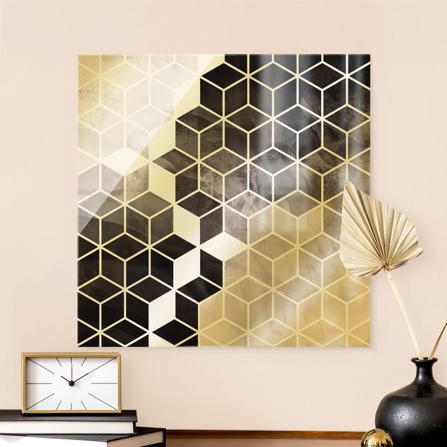 Abstrakte Kunst Geometria dorata in bianco e nero